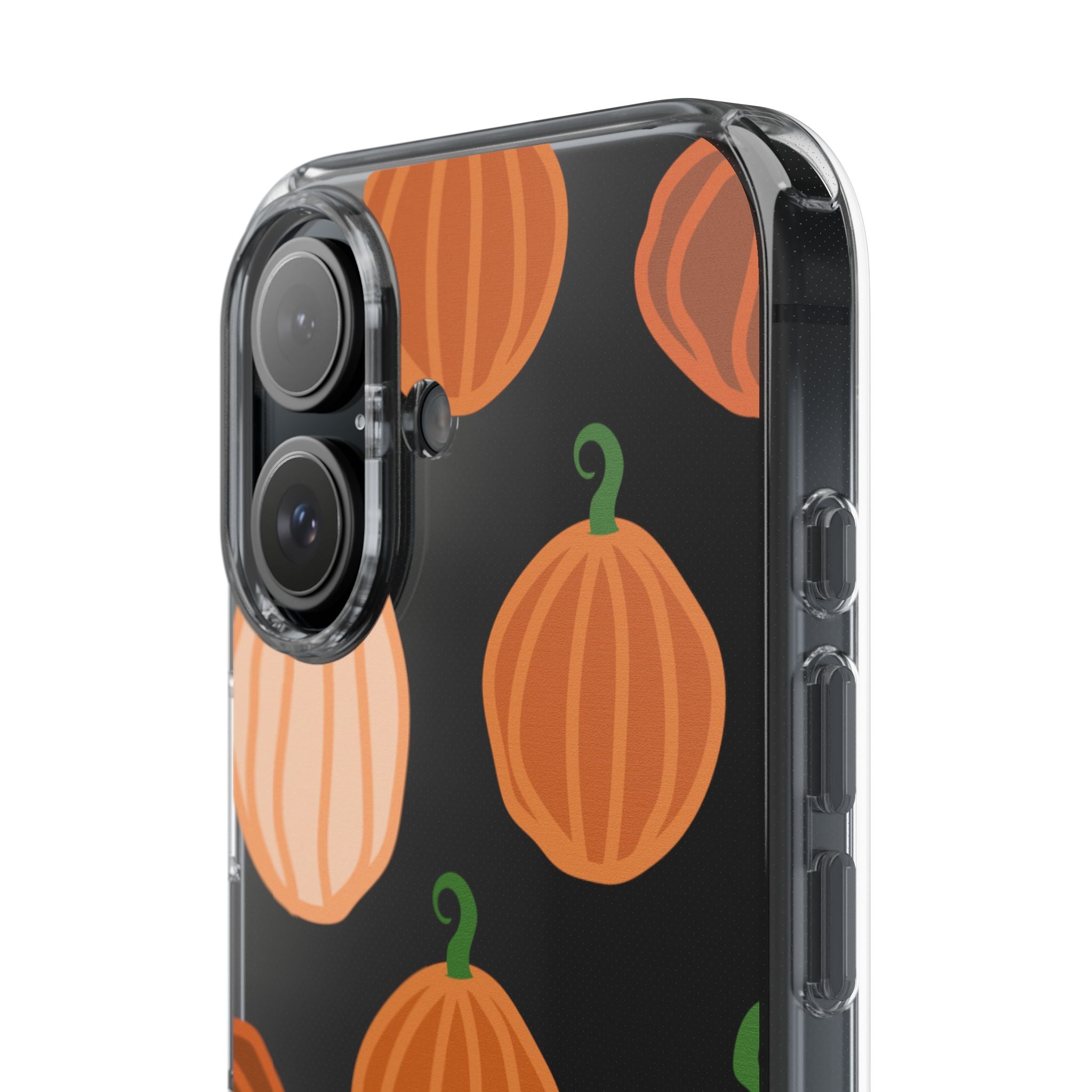 Pumpkin Pattern Clear Phone Case — Fall Halloween Protective Cover