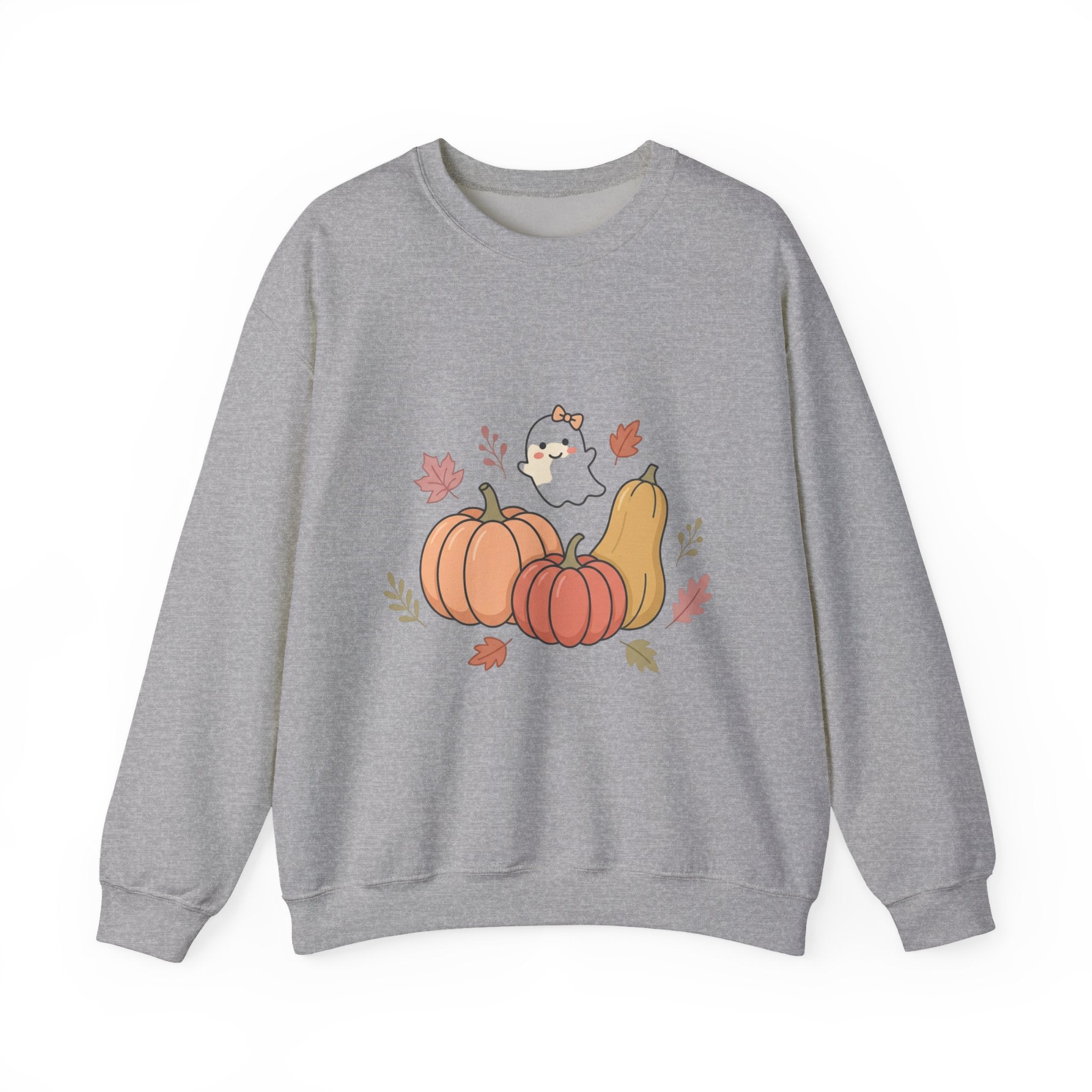 Autumn Pumpkin Ghost Sweatshirt — Cute Fall Crewneck for Women & Men