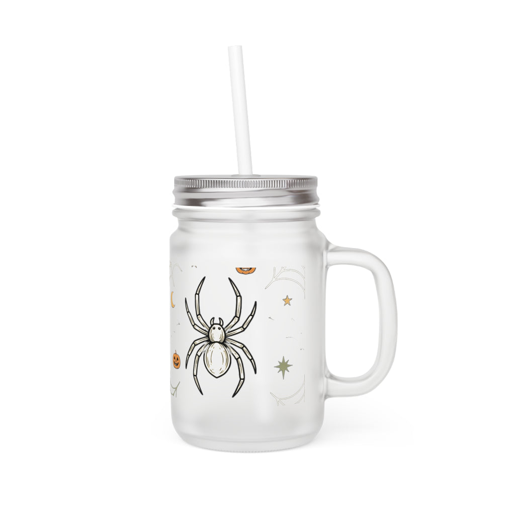 Halloween Spider Mason Jar Tumbler – Halloween Mason Jar with Lid & Straw