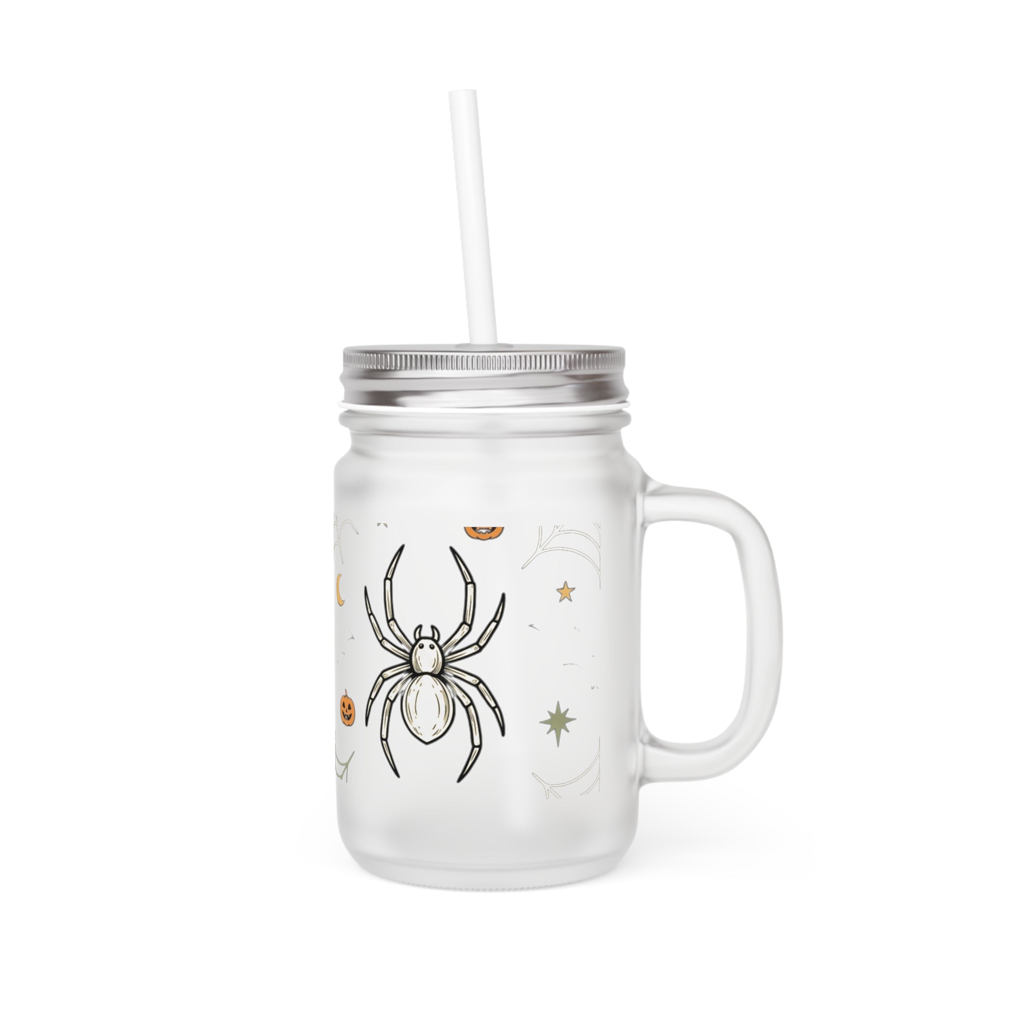 Halloween Spider Mason Jar Tumbler – Halloween Mason Jar with Lid & Straw