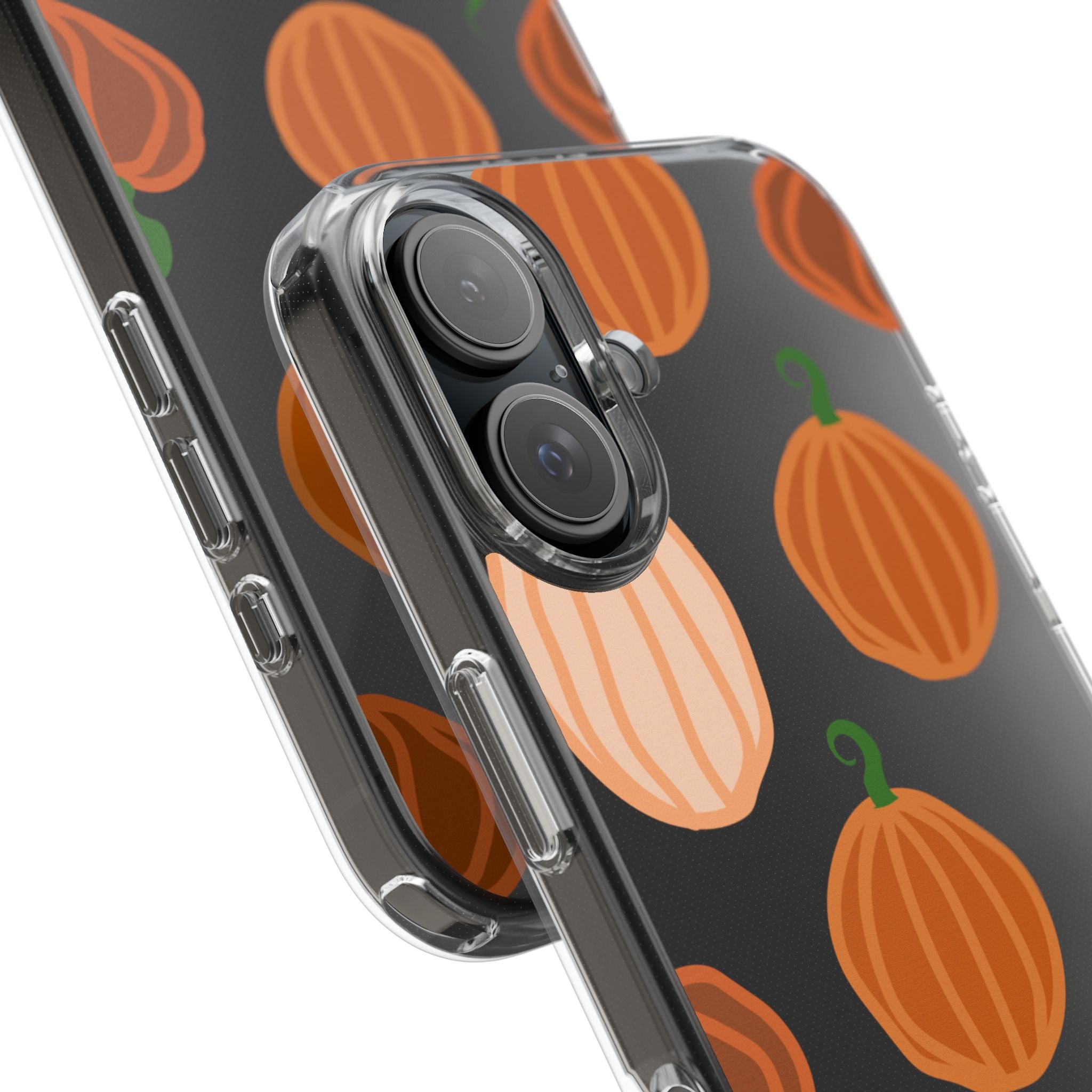 Pumpkin Pattern Clear Phone Case — Fall Halloween Protective Cover