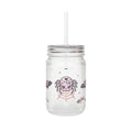 Cute Halloween Mason Jar Tumbler — Spider & Bat Candy Design with Straw