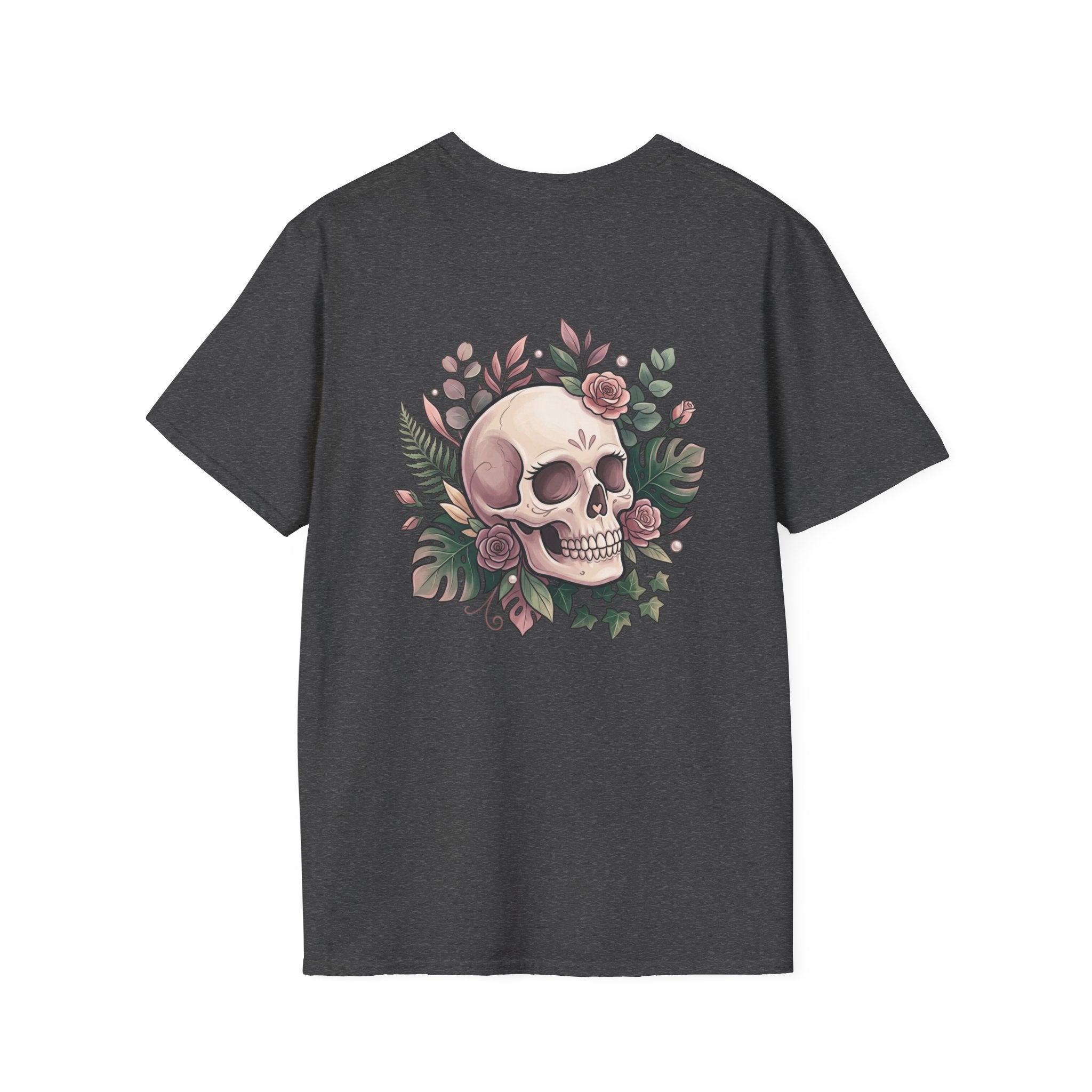 Halloween Skull Floral T-Shirt — Retro Script "Halloween" Tee