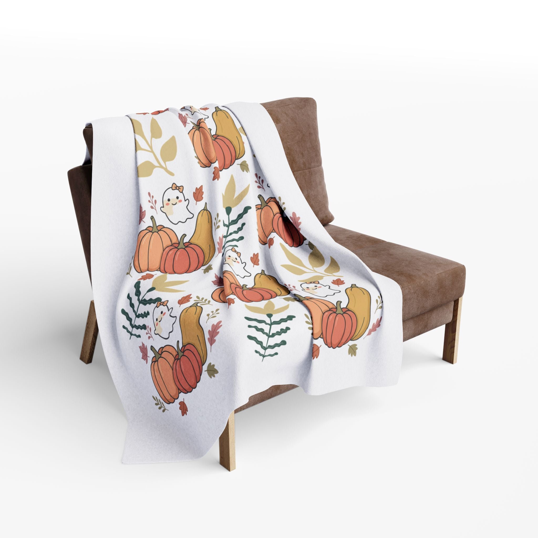 Autumn Pumpkins & Ghosts Fleece Blanket