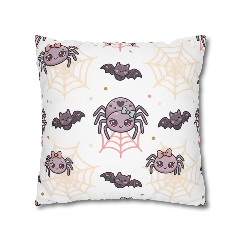 Halloween Decorative Pillowcase — Pink Script "Halloween" with Spiders & Webs