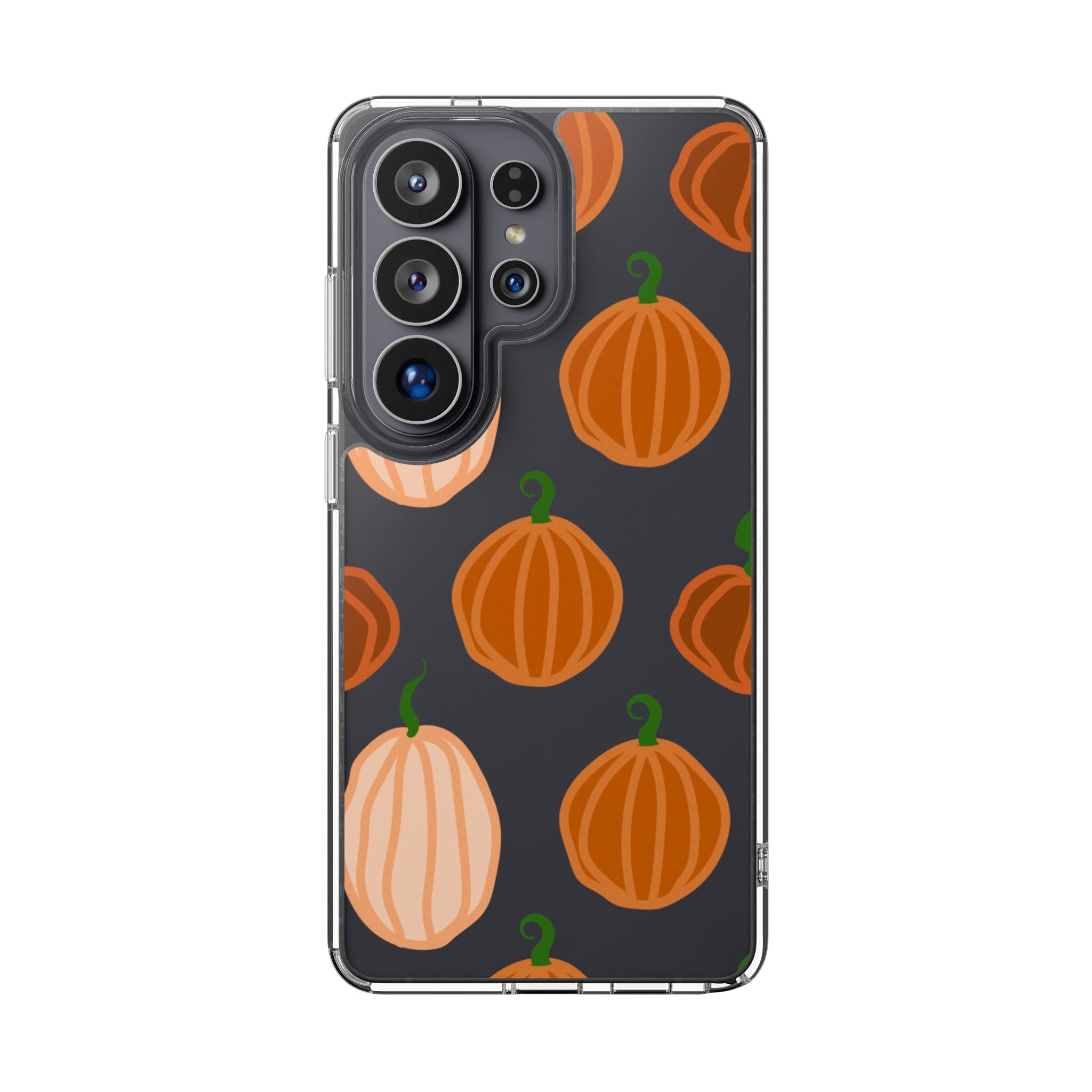 Pumpkin Pattern Clear Phone Case — Fall Halloween Protective Cover