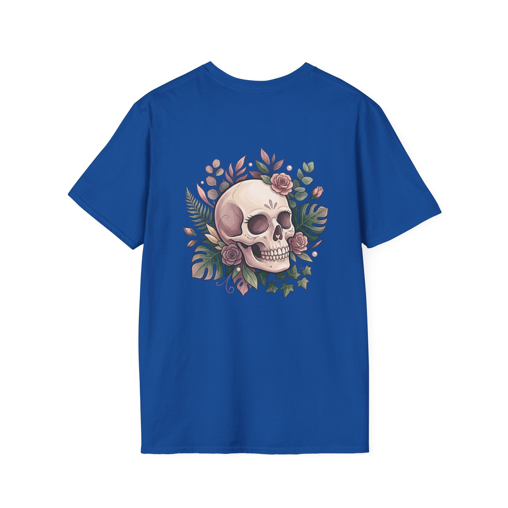 Halloween Skull Floral T-Shirt — Retro Script "Halloween" Tee