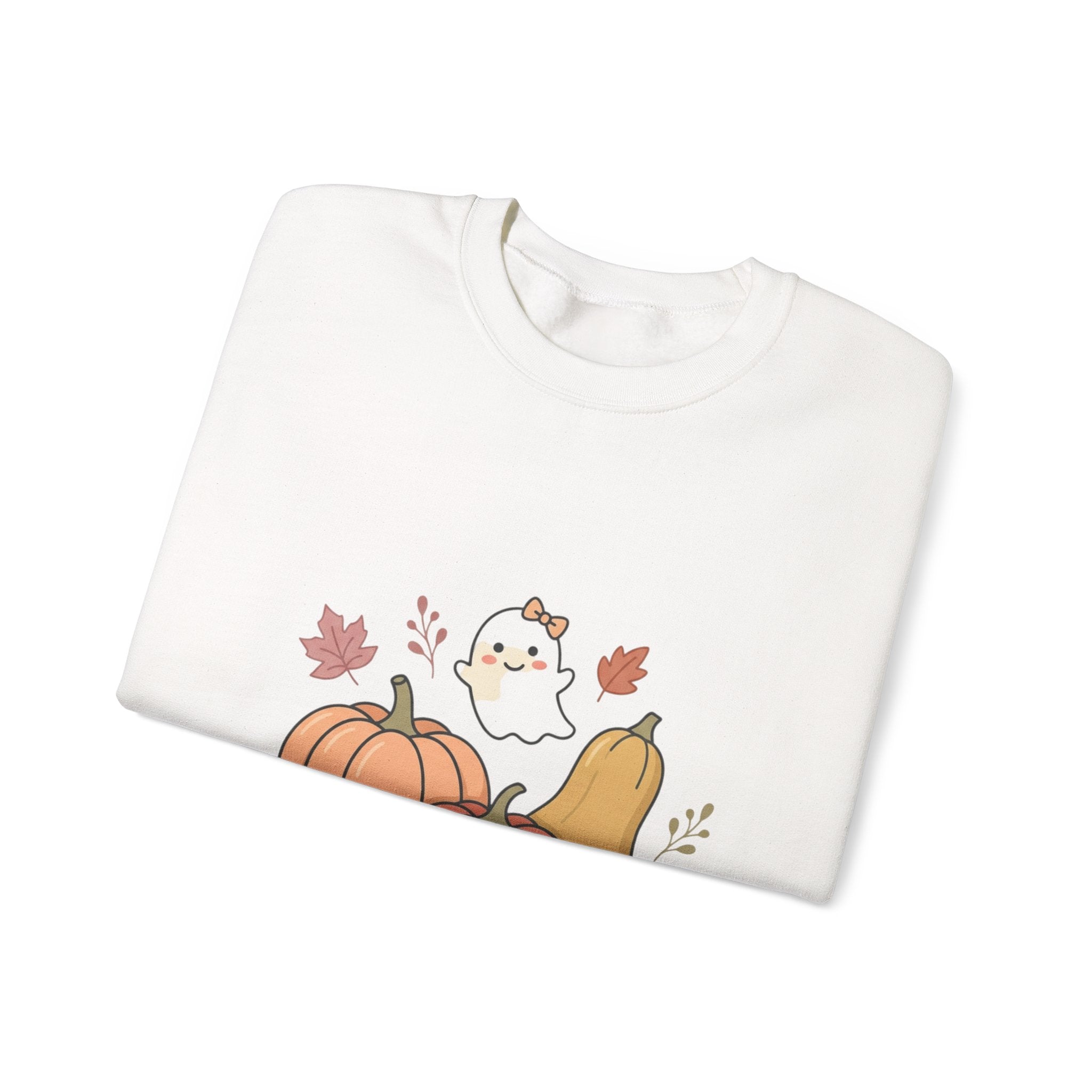 Autumn Pumpkin Ghost Sweatshirt — Cute Fall Crewneck for Women & Men