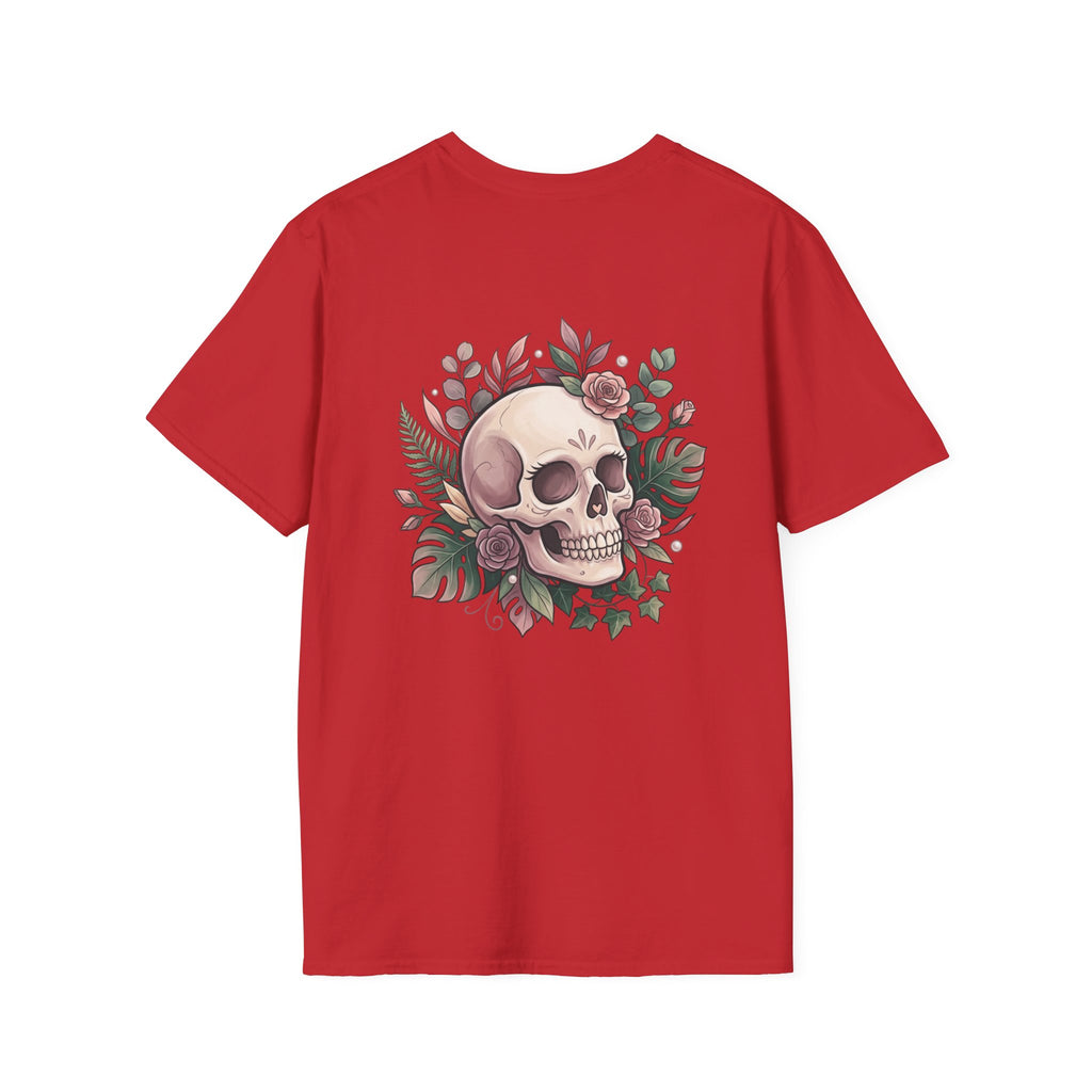 Halloween Skull Floral T-Shirt — Retro Script "Halloween" Tee