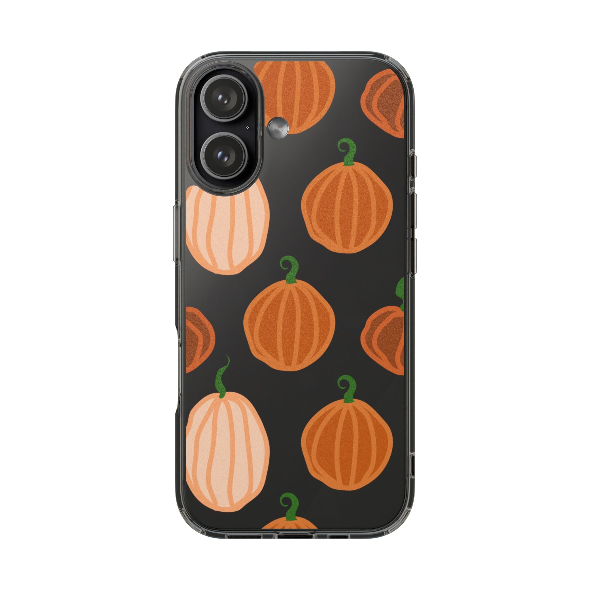Pumpkin Pattern Clear Phone Case — Fall Halloween Protective Cover