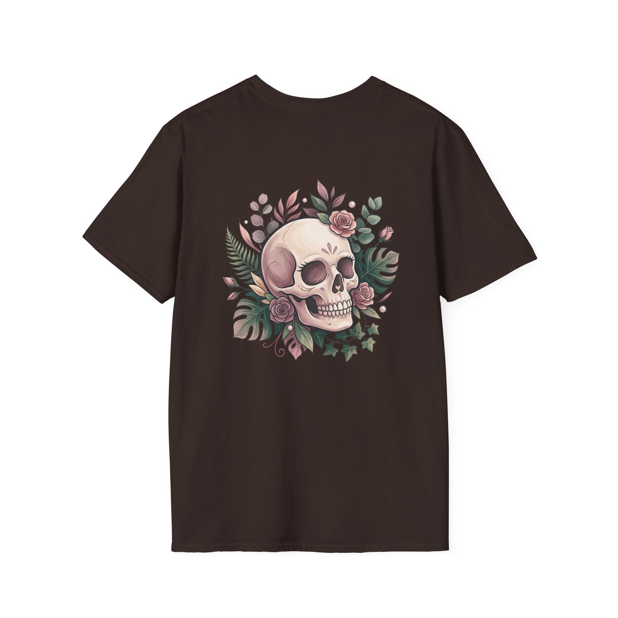 Halloween Skull Floral T-Shirt — Retro Script "Halloween" Tee