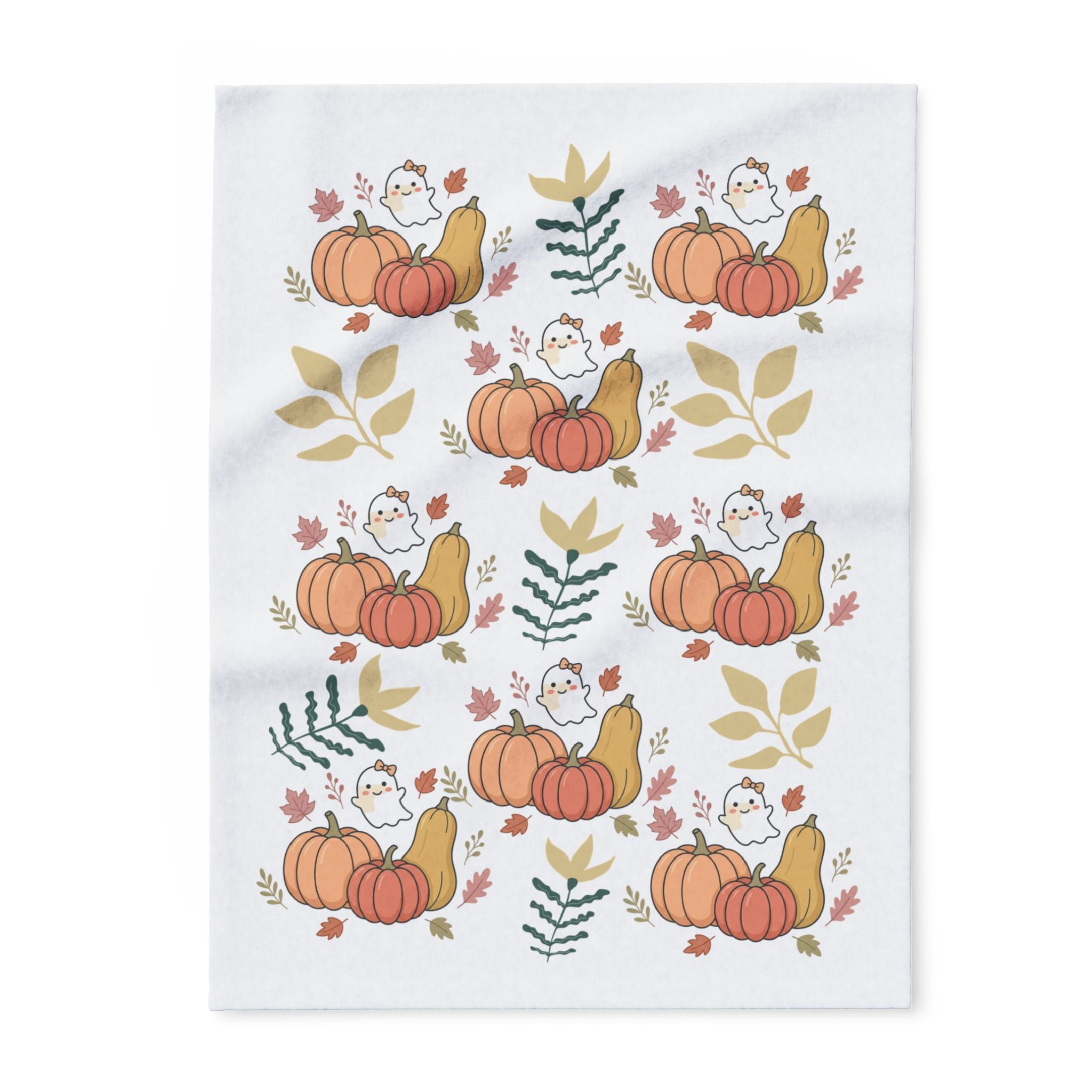 Autumn Pumpkins & Ghosts Fleece Blanket
