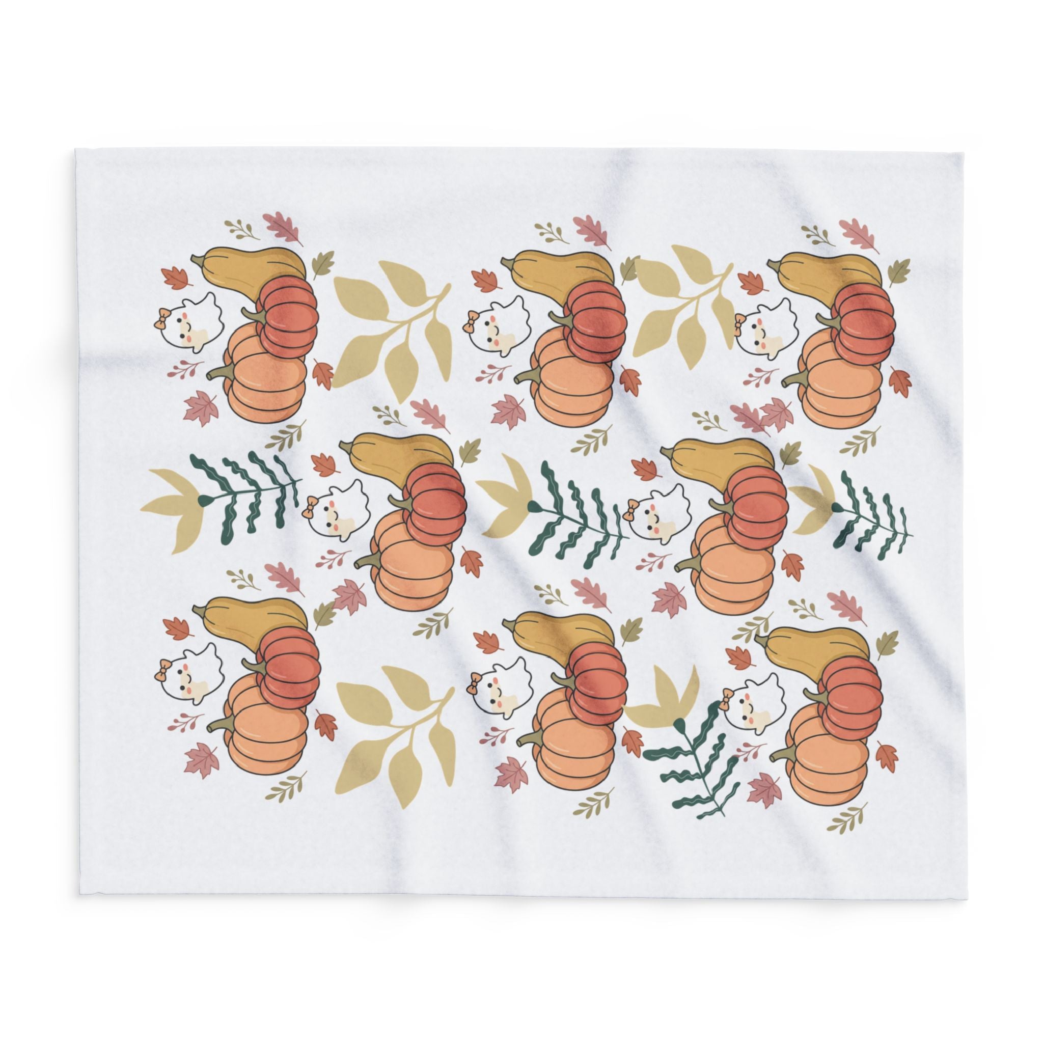 Autumn Pumpkins & Ghosts Fleece Blanket