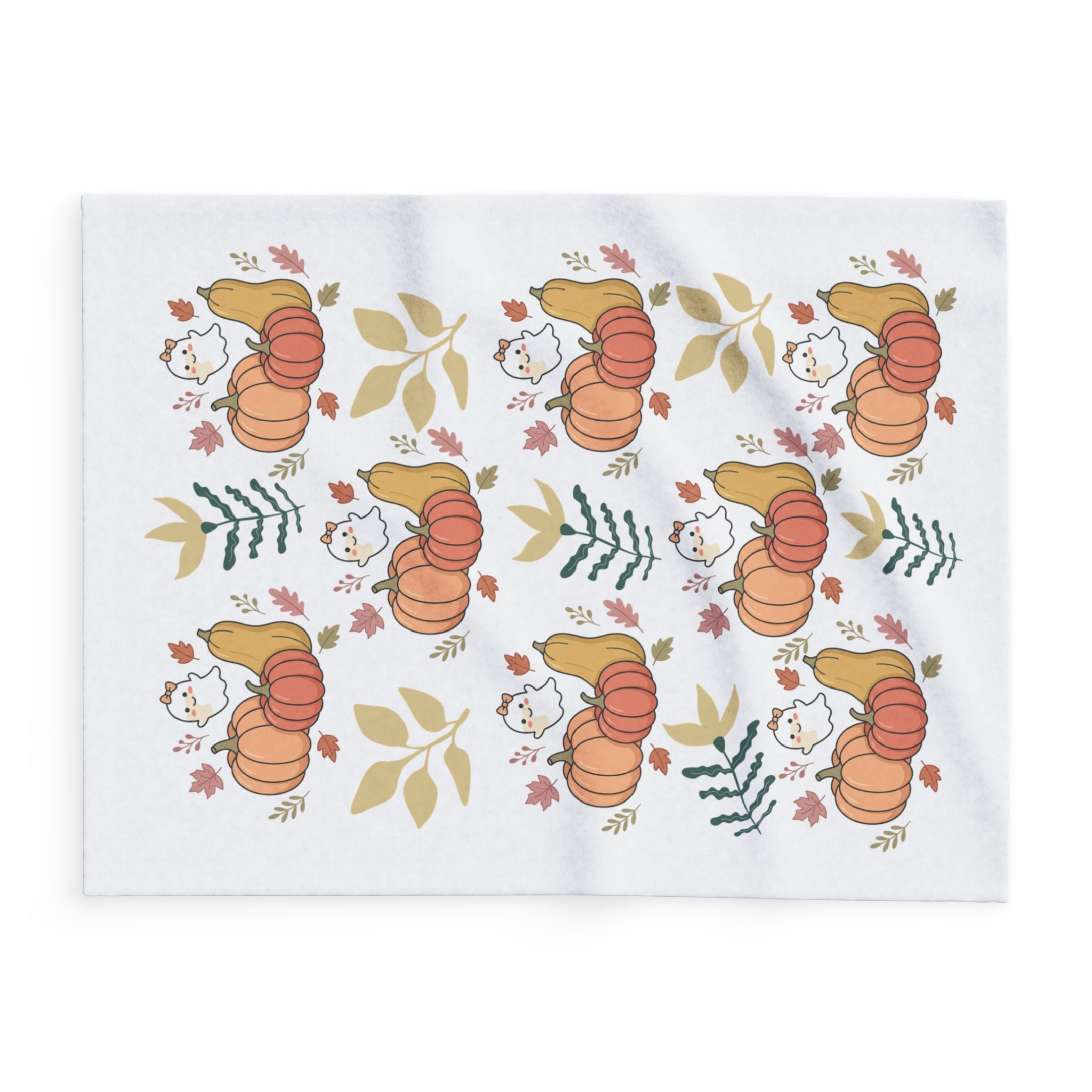 Autumn Pumpkins & Ghosts Fleece Blanket
