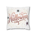 Halloween Decorative Pillowcase — Pink Script "Halloween" with Spiders & Webs