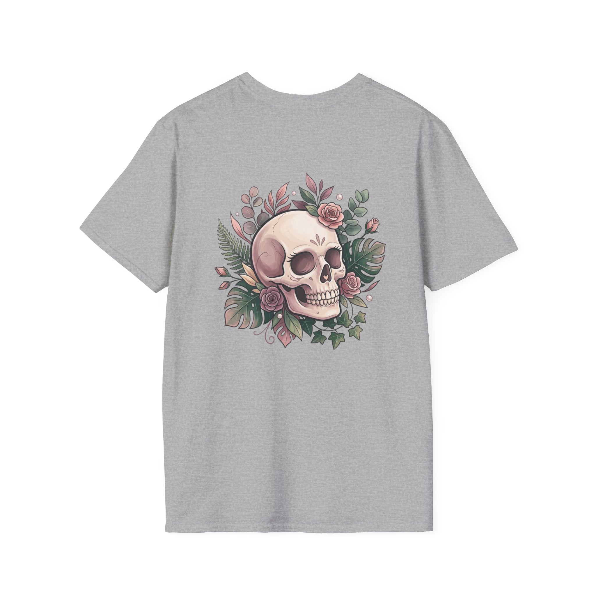 Halloween Skull Floral T-Shirt — Retro Script "Halloween" Tee