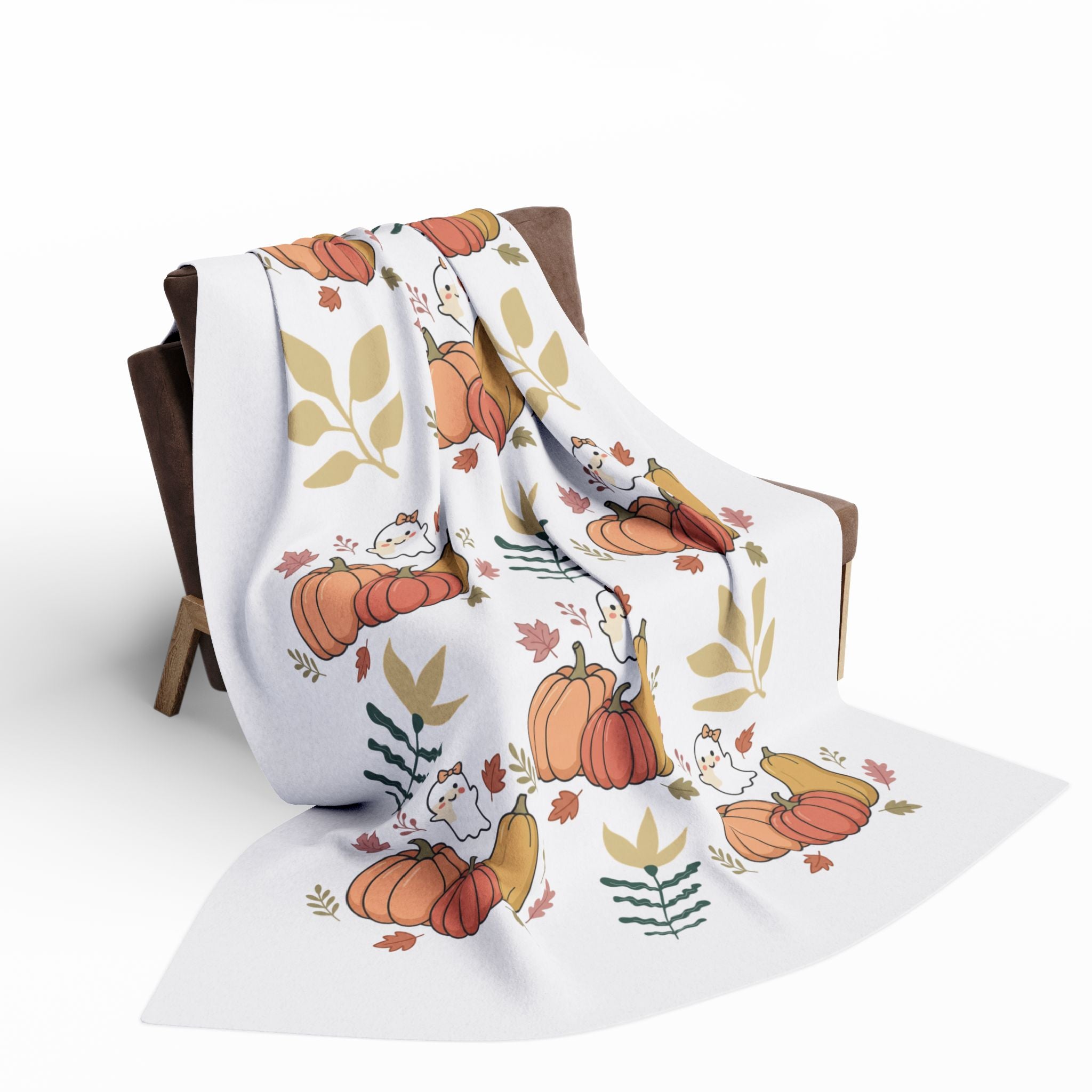 Autumn Pumpkins & Ghosts Fleece Blanket