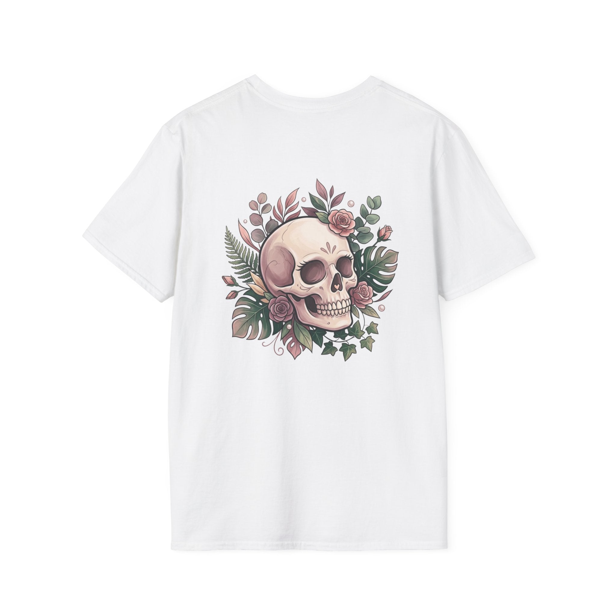 Halloween Skull Floral T-Shirt — Retro Script "Halloween" Tee