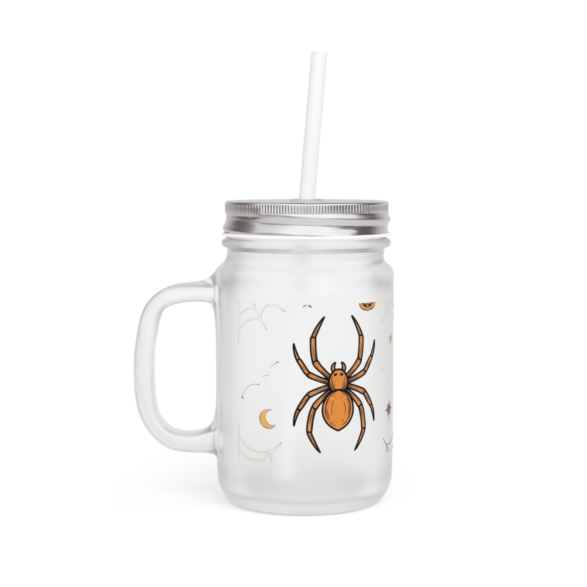 Halloween Spider Mason Jar Tumbler – Halloween Mason Jar with Lid & Straw
