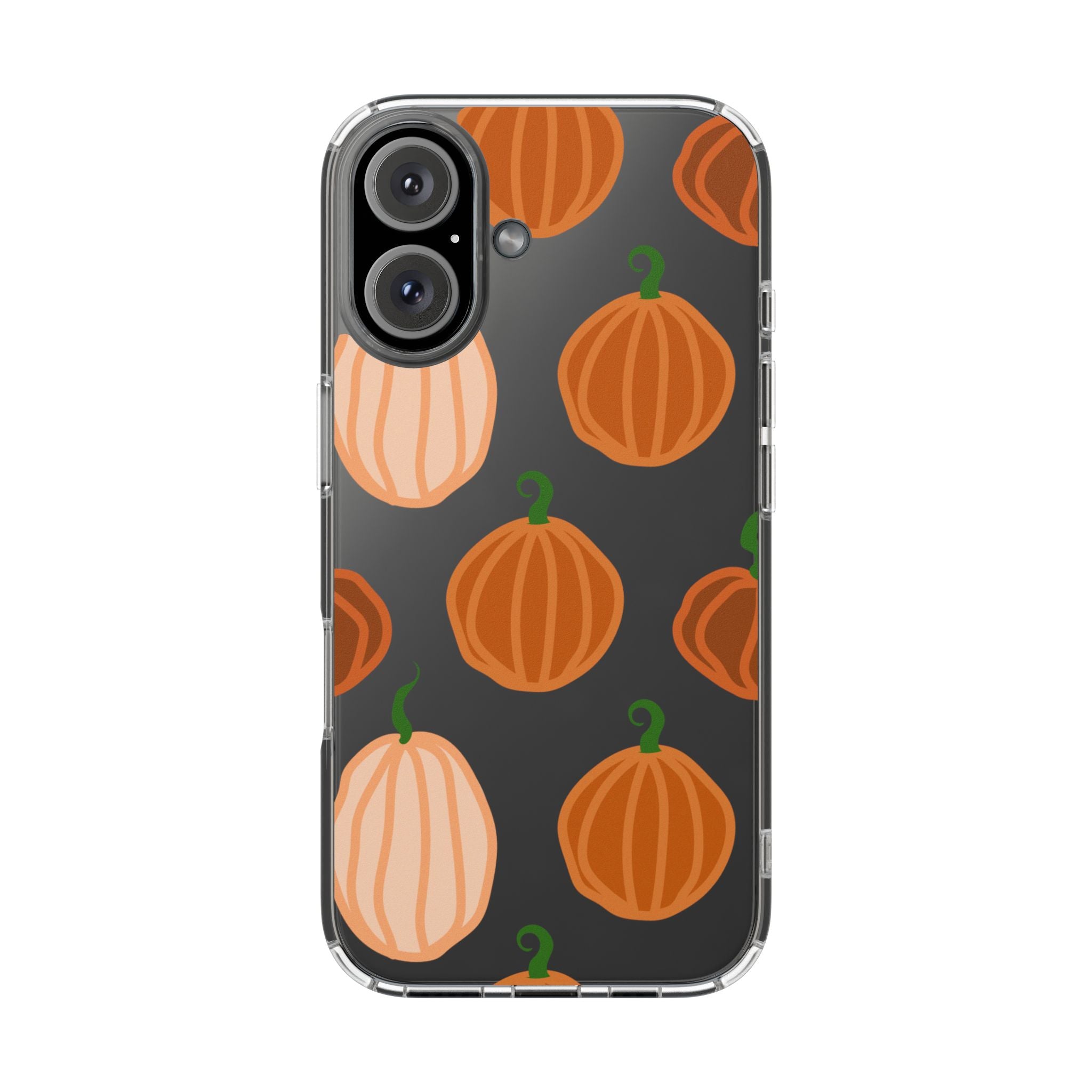 Pumpkin Pattern Clear Phone Case — Fall Halloween Protective Cover