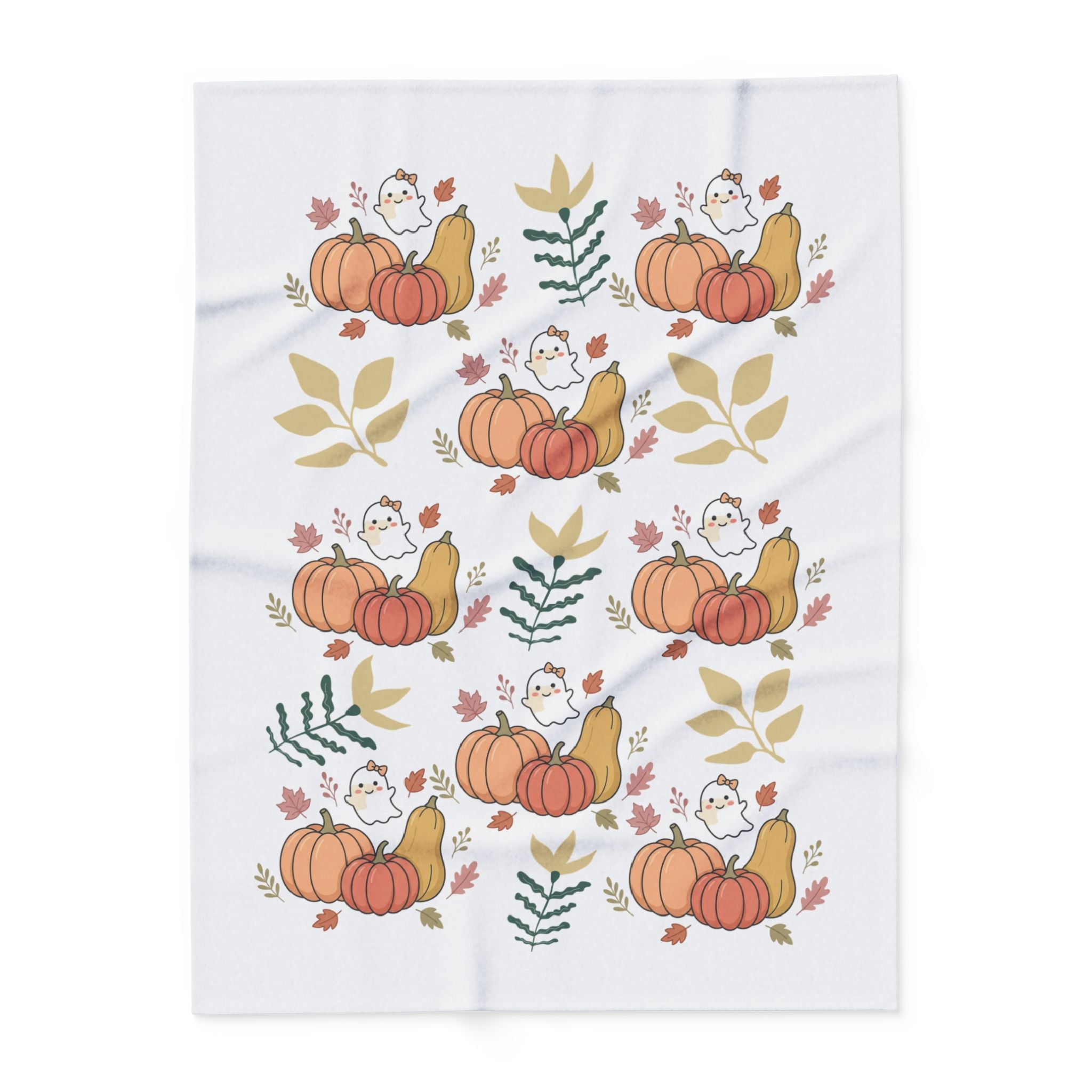 Autumn Pumpkins & Ghosts Fleece Blanket