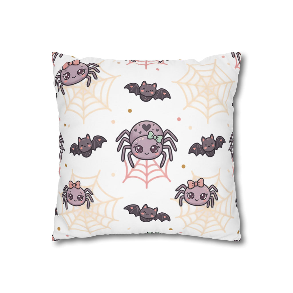 Halloween Decorative Pillowcase — Pink Script "Halloween" with Spiders & Webs