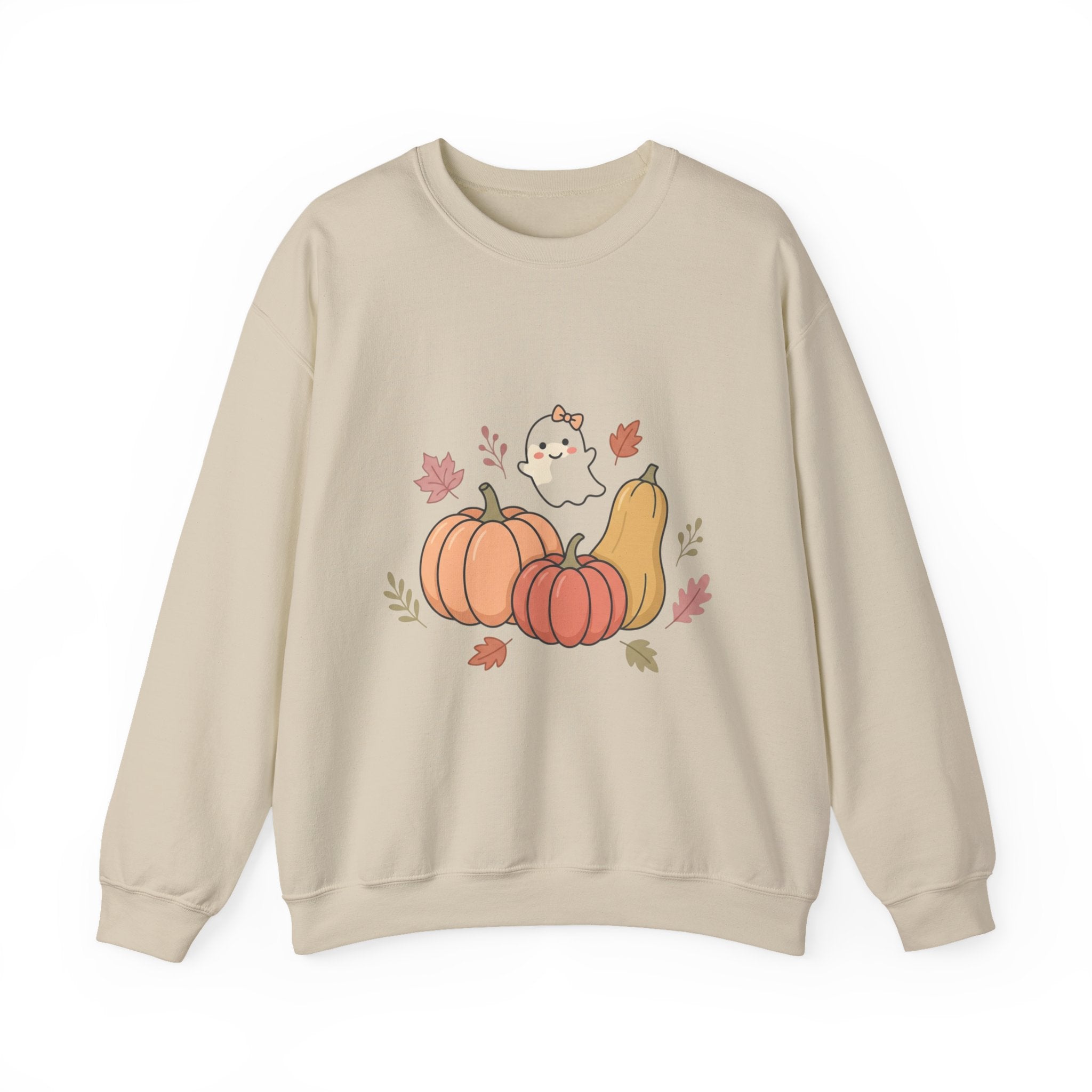 Autumn Pumpkin Ghost Sweatshirt — Cute Fall Crewneck for Women & Men
