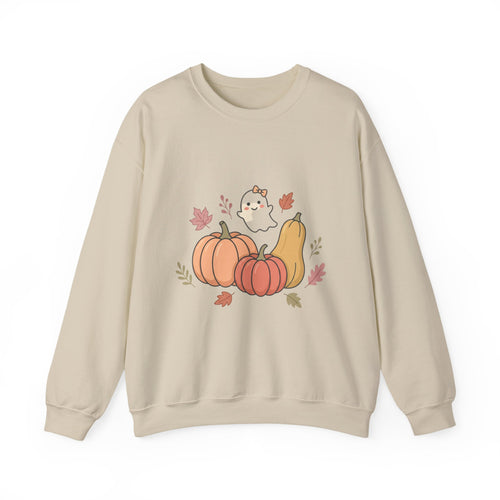 Autumn Pumpkin Ghost Sweatshirt — Cute Fall Crewneck for Women & Men