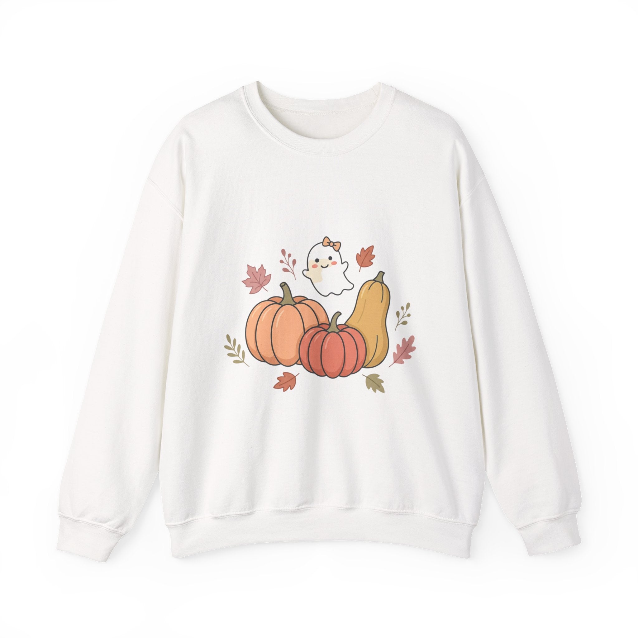 Autumn Pumpkin Ghost Sweatshirt — Cute Fall Crewneck for Women & Men