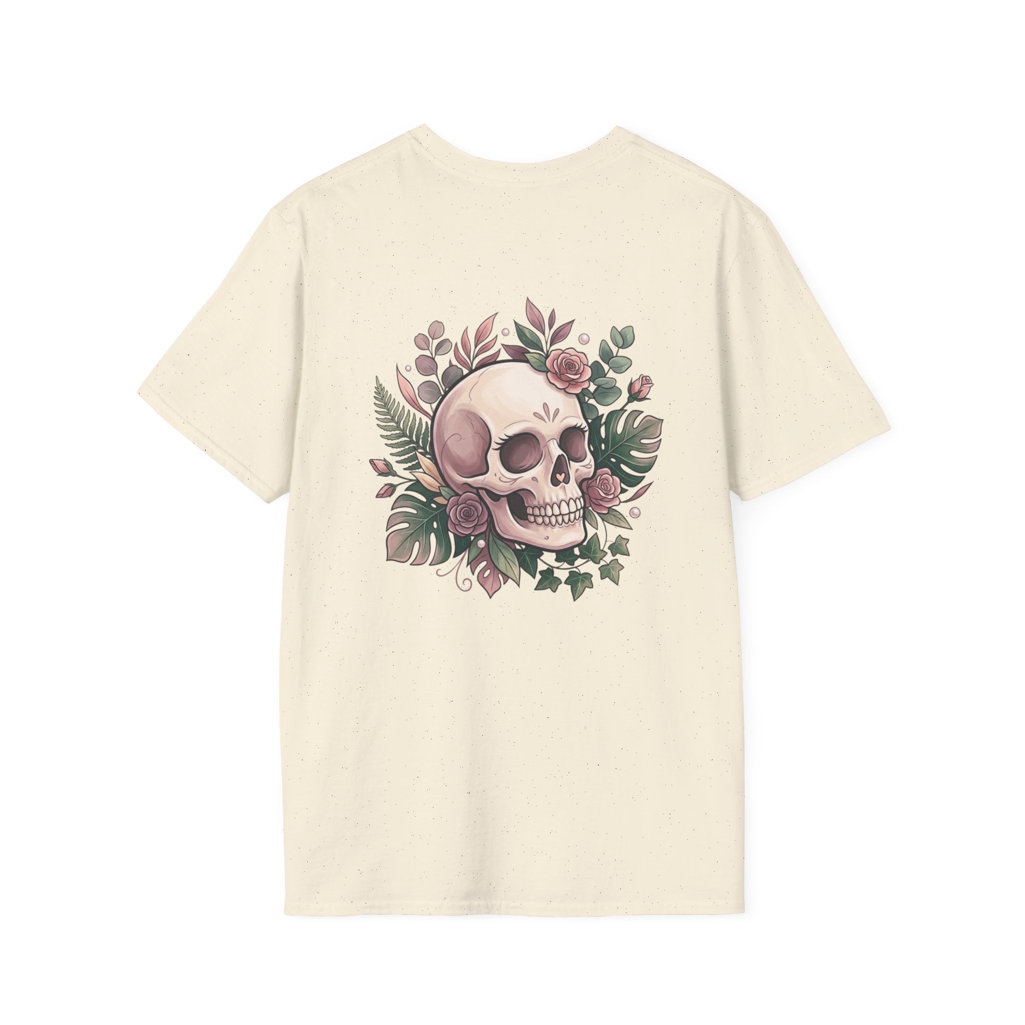 Halloween Skull Floral T-Shirt — Retro Script "Halloween" Tee