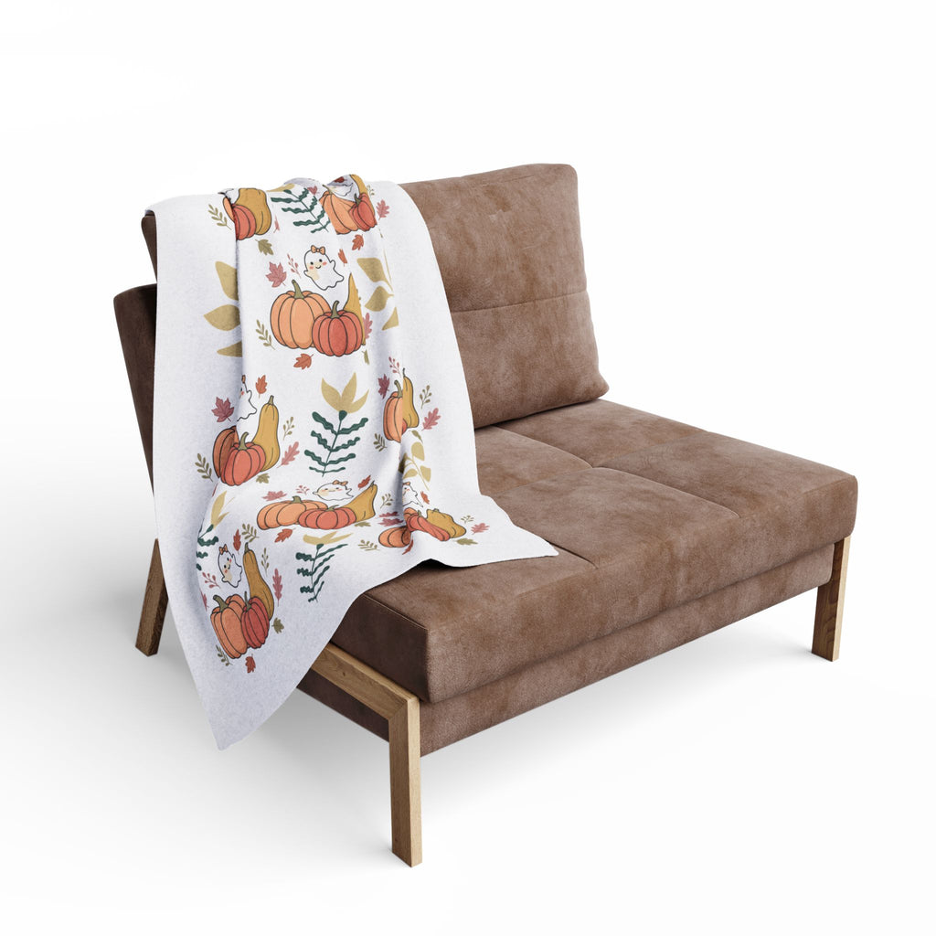 Autumn Pumpkins & Ghosts Fleece Blanket