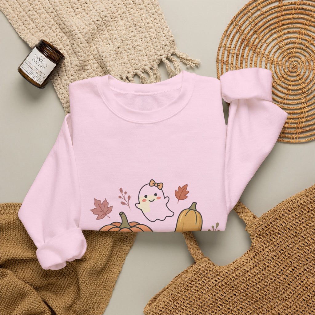 Autumn Pumpkin Ghost Sweatshirt — Cute Fall Crewneck for Women & Men