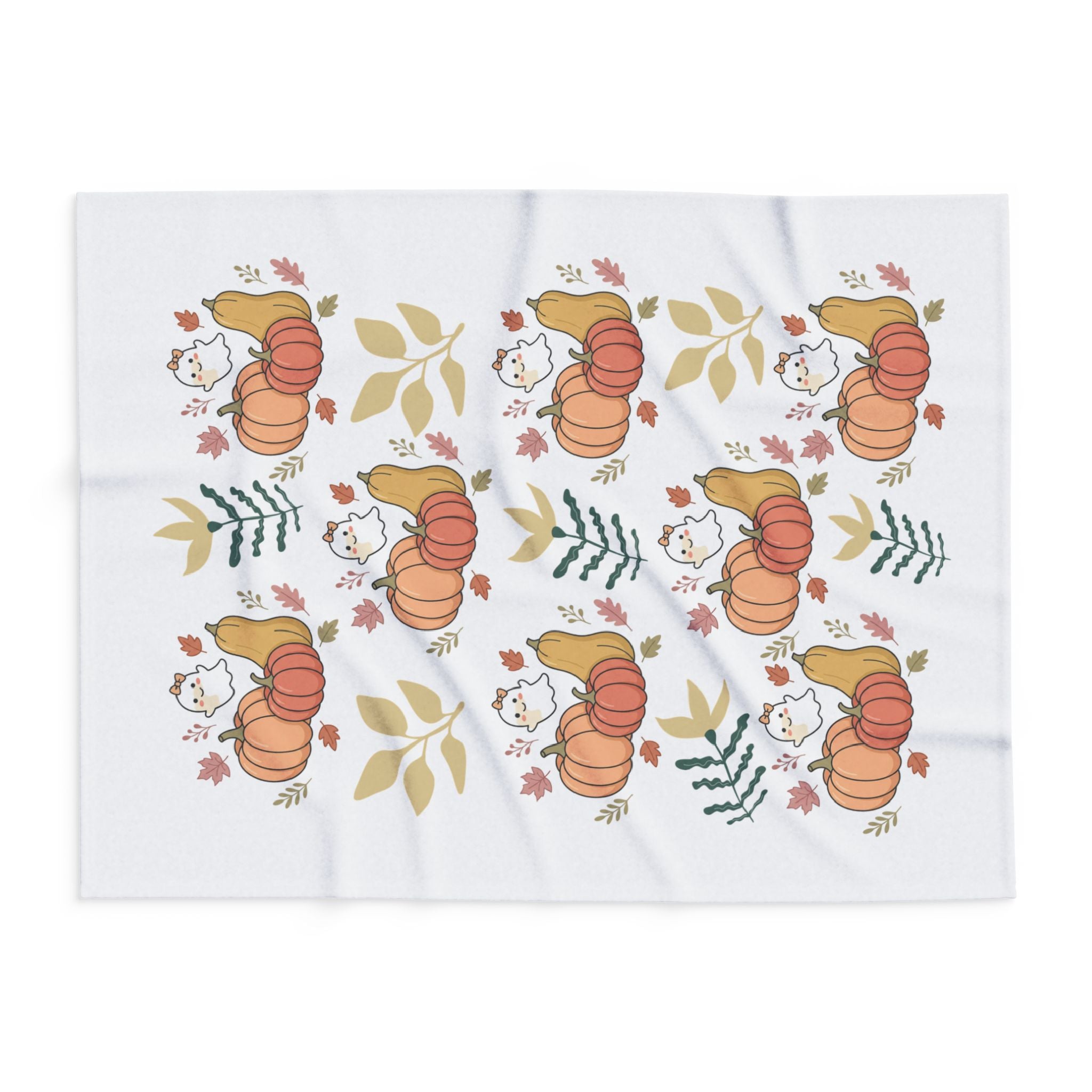 Autumn Pumpkins & Ghosts Fleece Blanket